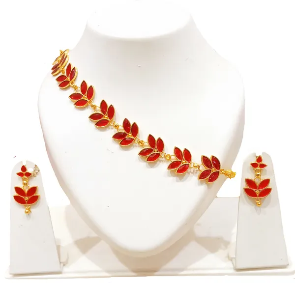 Assamese_Traditional_Red_Golpata_Choke_Jewellery_Set_For_Women